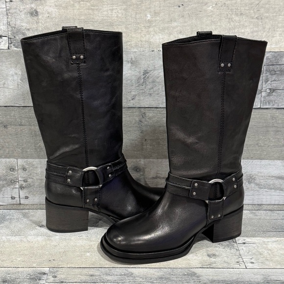 Free People Shoes - free people Anok Harness Moto Boots in Black Distressed Leather - Sz - 7.5